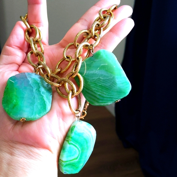 VINTAGE Genuine Stone Statement Necklace - Picture 3 of 12